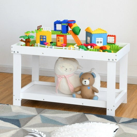 Solid Multifunctional Wood Kids Activity Play Table-White - Color: White