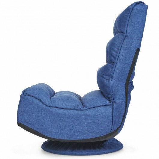 5-Position Folding Floor Gaming Chair-Navy