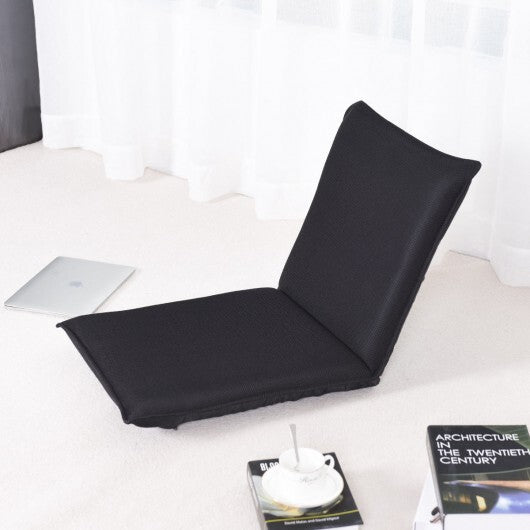 Adjustable 6 Positions Folding Lazy Man Sofa Chair Floor Chair-Black - Color: Black