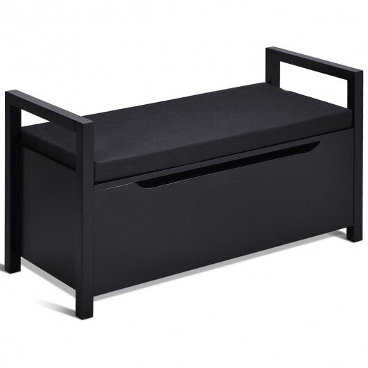 34.5 15.5 19.5 Inch Shoe Storage Bench with Cushion Seat for Entryway-White
