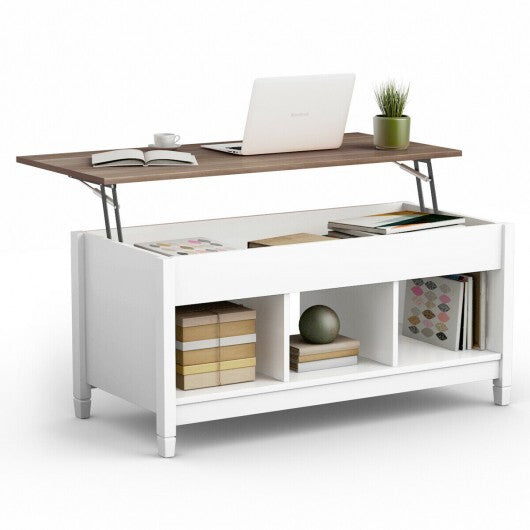 Coffee Table with Hidden Storage Compartment-White