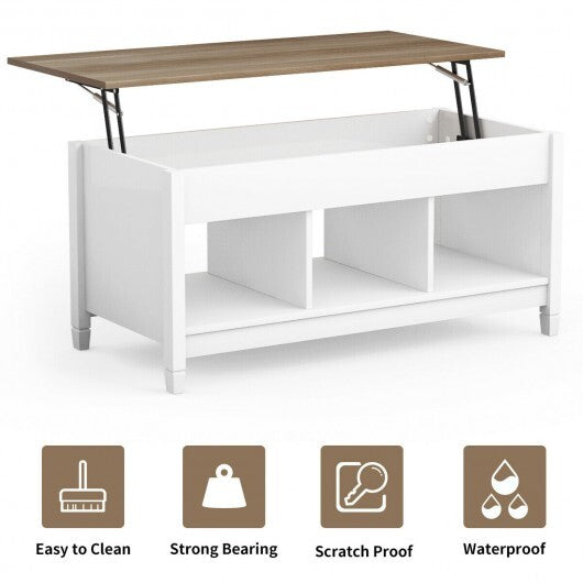 Coffee Table with Hidden Storage Compartment-White