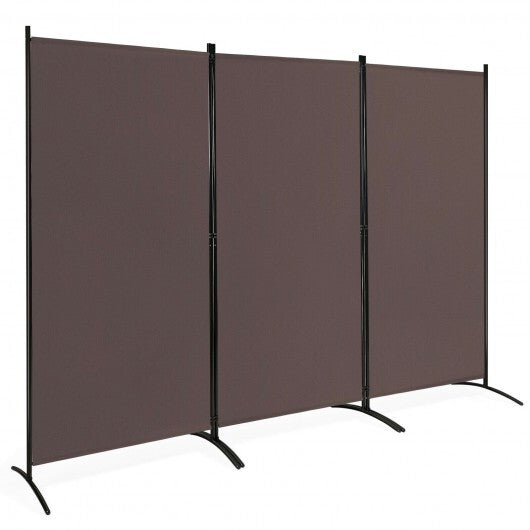 3-Panel Room Divider Folding Privacy Partition Screen for Office Room-Brown - Color: Brown