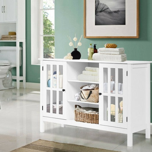 Wooden TV Stand Console Cabinet for 50 Inch TV-White