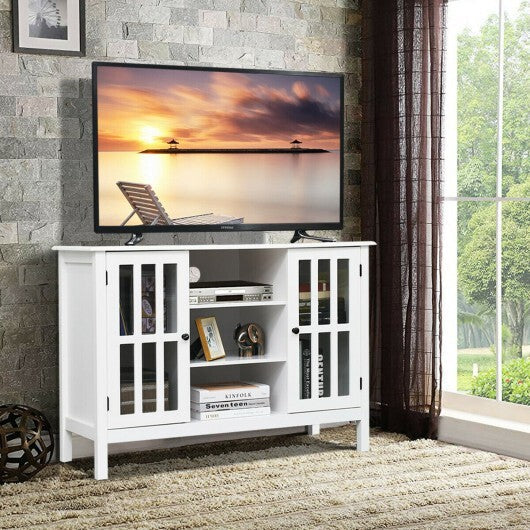 Wooden TV Stand Console Cabinet for 50 Inch TV-White