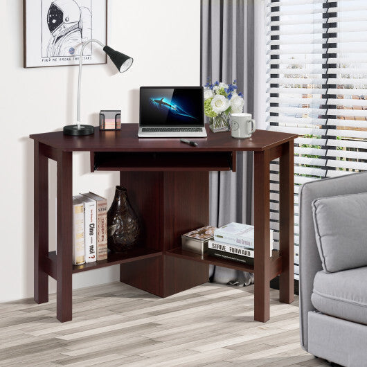 Wooden Study Computer Corner Desk with Drawer-White