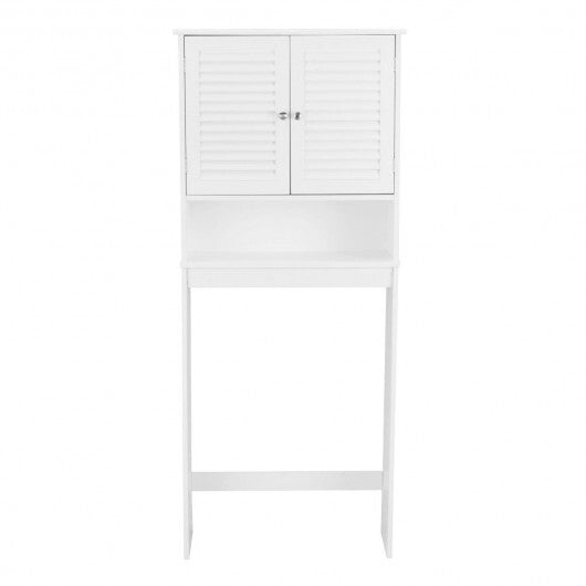 Over The Toilet Storage Cabinet with Double Doors and Adjustable Shelf