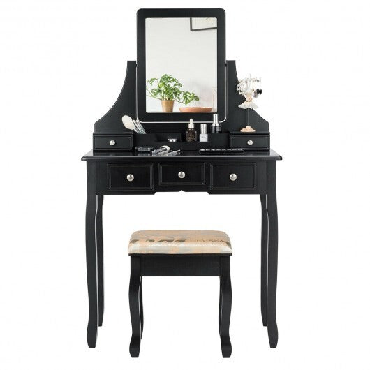 5 Drawers Removable Box Makeup Dressing Vanity Set-White