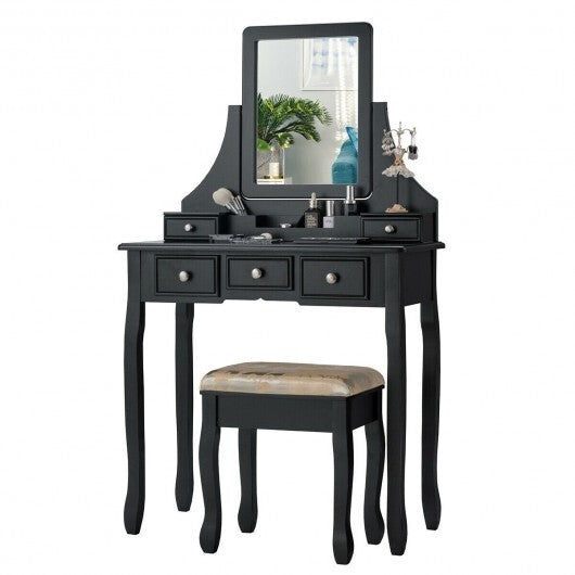 5 Drawers Removable Box Makeup Dressing Vanity Set-White
