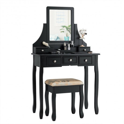 5 Drawers Removable Box Makeup Dressing Vanity Set-White