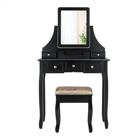 5 Drawers Removable Box Makeup Dressing Vanity Set-White
