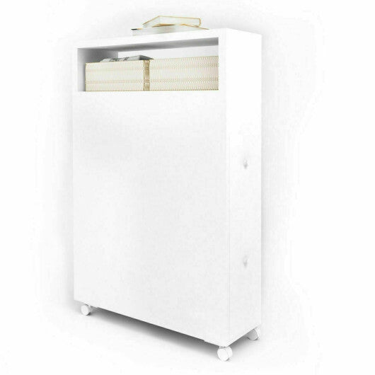 Slim Bathroom Cabinet Wooden Toilet Organizer with Deep Slide Out Drawers