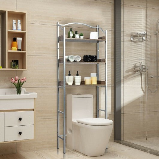 3-Tier Over-The-Toilet Bathroom Spacesaver Storage Rack-Silver - Color: Silver