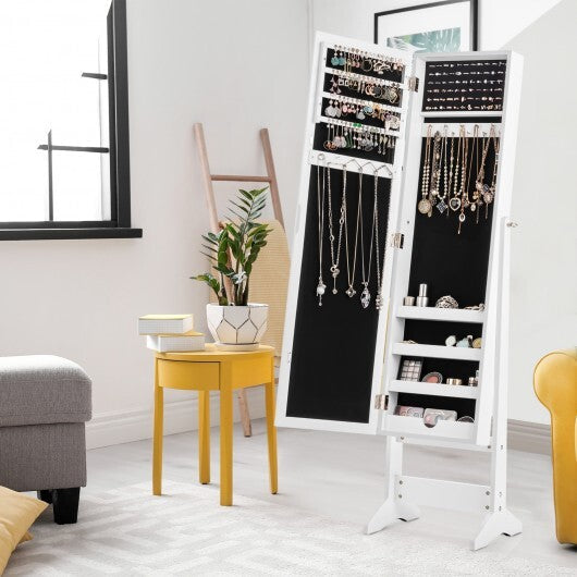 Mirrored Standing Jewelry Cabinet Storage Box-Black