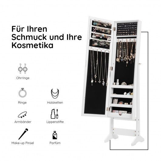 Mirrored Standing Jewelry Cabinet Storage Box-Black