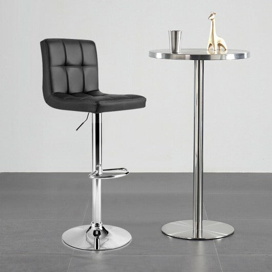 Adjustable Swivel Bar Stool with PU Leather-Black - Color: Black