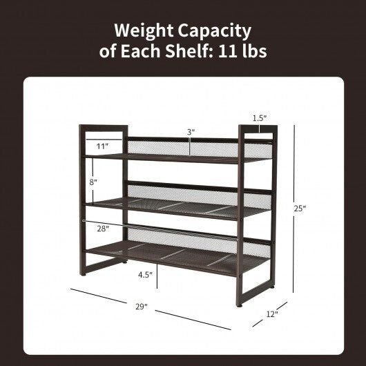 2/3/4 Tiers Flat and Slant Metal Shoe Rack for Entryway Hallway-4-Tier