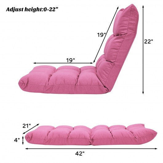 14-Position Adjustable Folding Lazy Gaming Sofa-Pink - Color: Pink