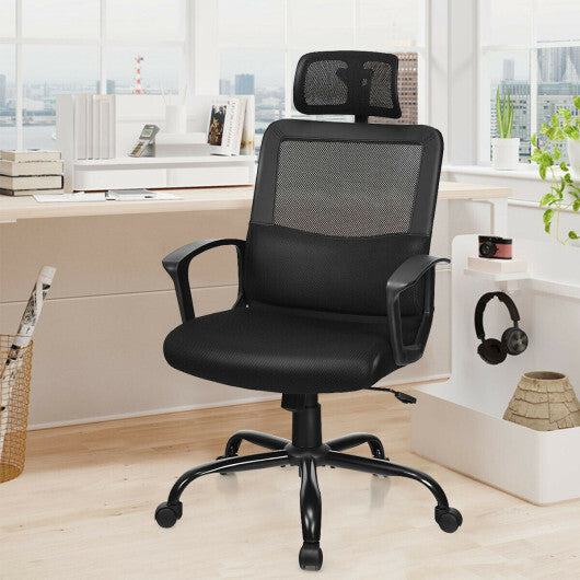 Mesh Office Chair High Back Ergonomic Swivel Chair - Color: Black