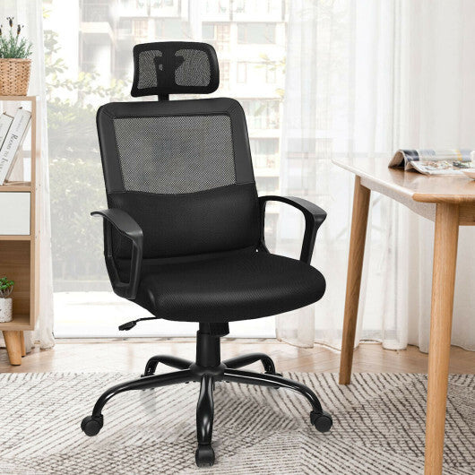Mesh Office Chair High Back Ergonomic Swivel Chair - Color: Black