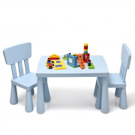 3 Pieces Toddler Multi Activity Play Dining Study Kids Table and Chair Set-Blue - Color: Blue