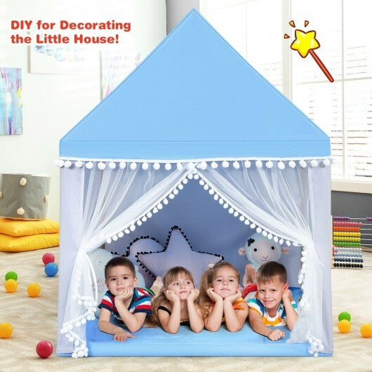 Kids Play Tent Large Playhouse Children Play Castle Fairy Tent Gift with Mat-Pink