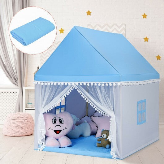 Kids Play Tent Large Playhouse Children Play Castle Fairy Tent Gift with Mat-Pink