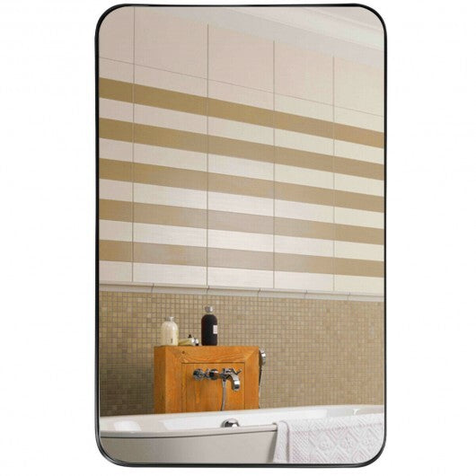 32 Inch x 20 Inch Metal Frame Wall-Mounted Rectangle Mirror-Golden