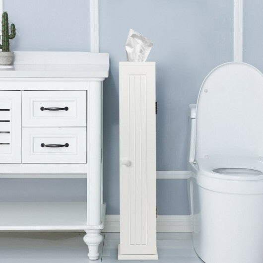 Free Standing Toilet Paper Holder with 4 Shelves and Top Slot for Bathroom-White - Color: White