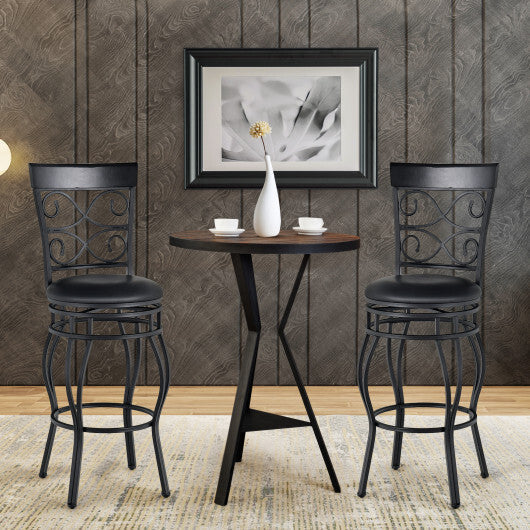 2 Pieces 30 Inch 360 Degree Swivel Bar Stools with Leather Padded Seat-Brown