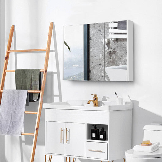 Frameless Bathroom Wall Mounted Mirror Cabinet with 3 Doors