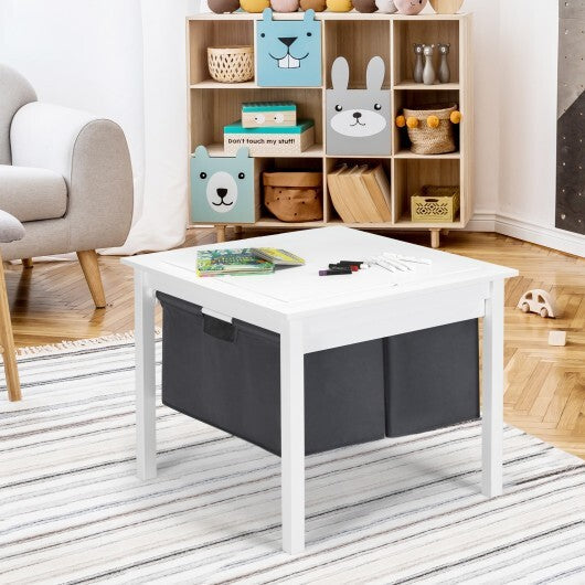 2-in-1 Kids Activity Table and 2 Chairs Set with Storage Building Block Table-Espresso