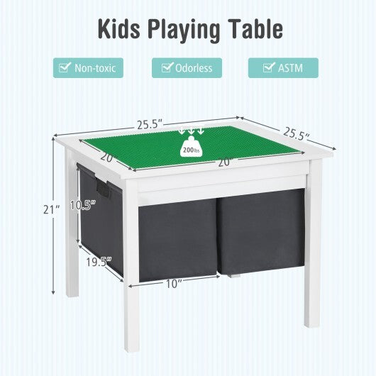 2-in-1 Kids Activity Table and 2 Chairs Set with Storage Building Block Table-Espresso