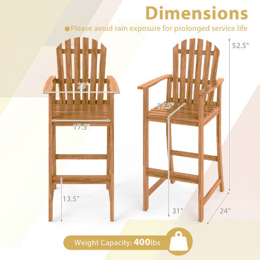 Tall Adirondack Chair with Armrests and Footrest for Deck-Turquoise