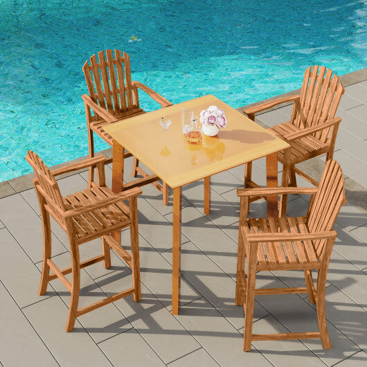 Tall Adirondack Chair with Armrests and Footrest for Deck-Turquoise