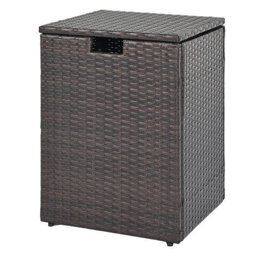Rattan Propane Tank Cover Patio Hideaway Tank Side Table-Brown