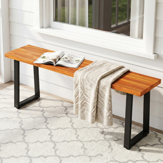 Set of 1 Wood Patio Bench 47.5" Long Dining Bench for Entryway Poolside