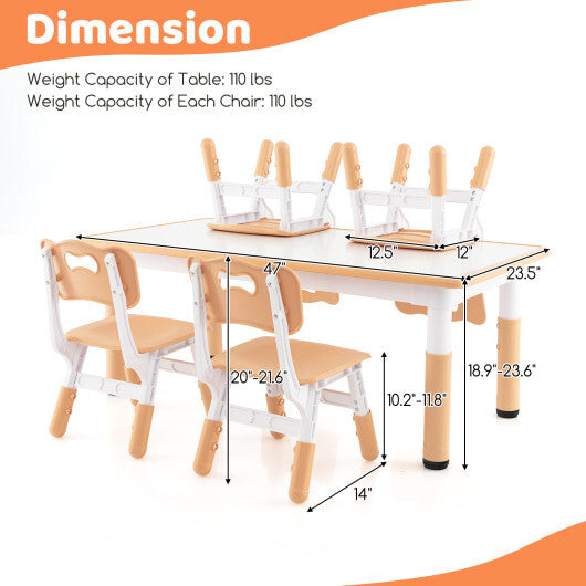 Kids Table and Chairs Set for 4 with Graffiti Desktop-Green