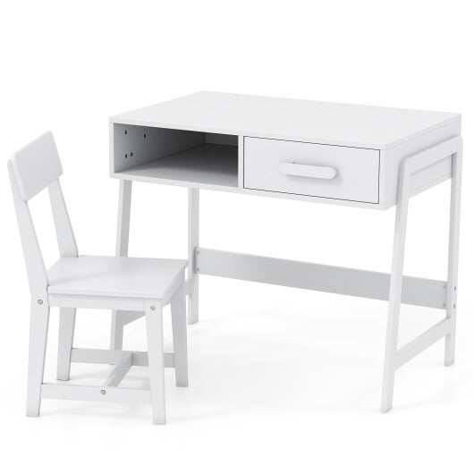 Kids Desk and Chair Set with Storage Drawer and Hutch-Pink