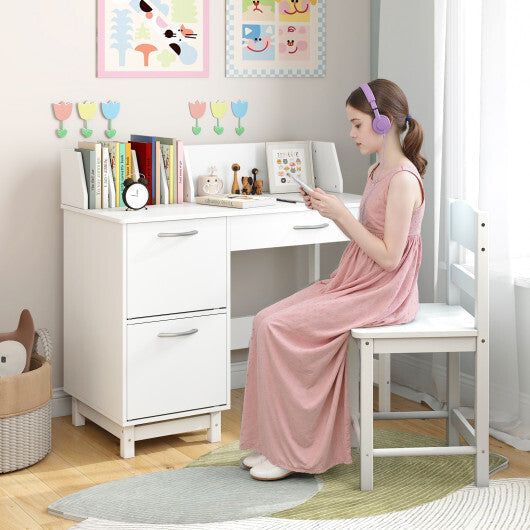Wooden Kids Study Desk and Chair Set Student Workstation-Pink