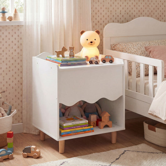 Toddler Scalloped Side Table with Wide Top & Open Compartment-Pink
