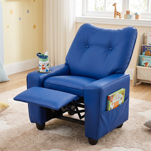 Kids Recliner with Cup Holder Armrests and Adjustable Backrest for Playroom-Pink