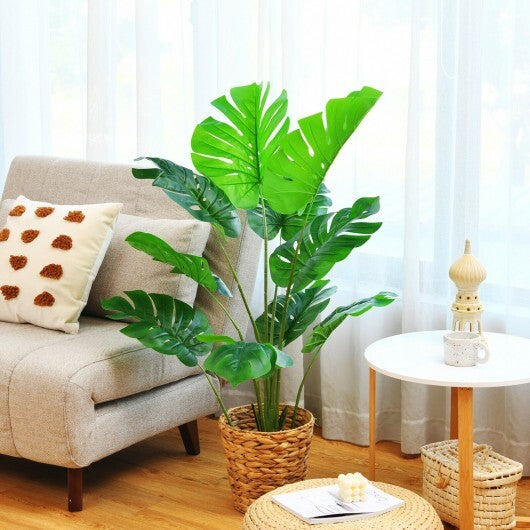 2 Pack Artificial Monstera Deliciosa Tree with 10 Leaves of Different Sizes - Color: Green