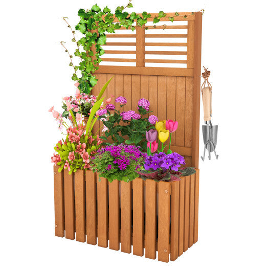 Wooden Raised Garden Bed with Privacy Screen