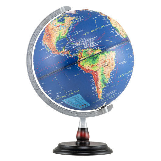 12 Inch Illuminated World Globe Antique Light up Globe Night Lamp-Navy