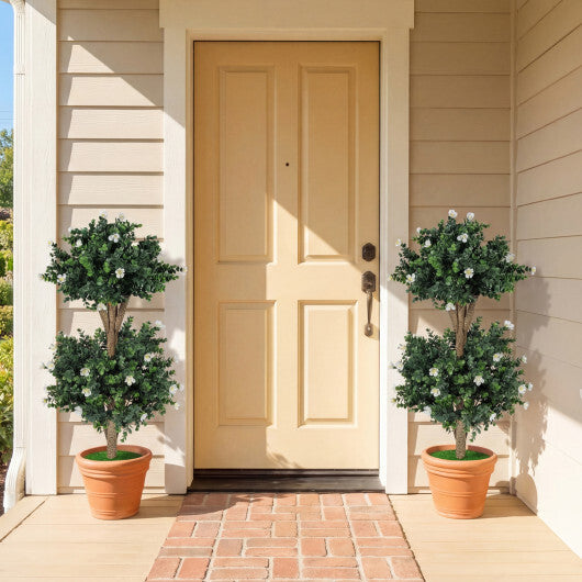 Set of 2 Faux Bush Plant with 41 Blossoms for Home