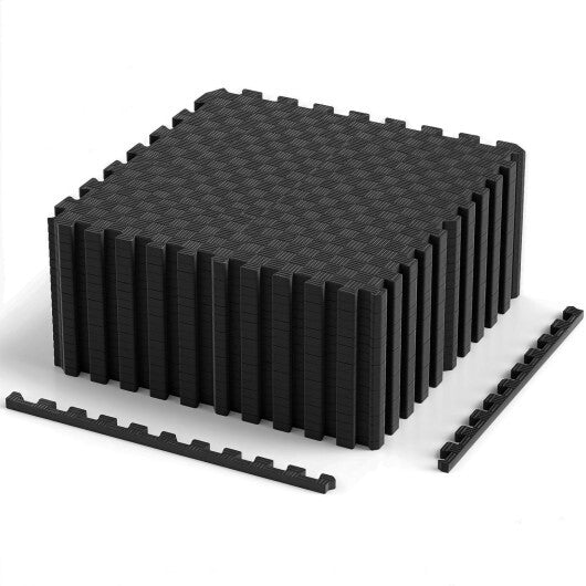 18 PCS Puzzle Exercise Mat EVA Foam Interlocking Floor Tiles-Black
