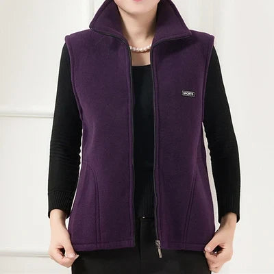 plus Size Women's Polar Fleece Vest Sleeveless Large Zipper Jacket Autumn Fashion Leisure Gilet for Women