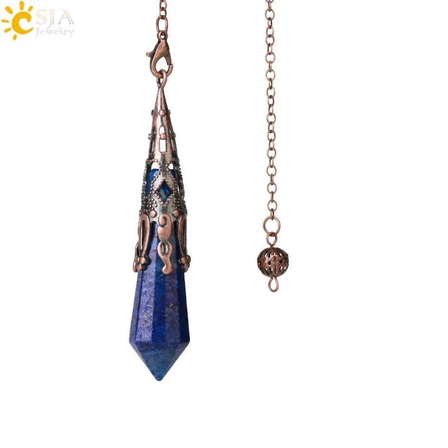 CSJA Natural Stone Crystal Pendulum for Dowsing Antique Pendant Amulet Crystals Divination Pink Quartz Pendulums Pendules G891