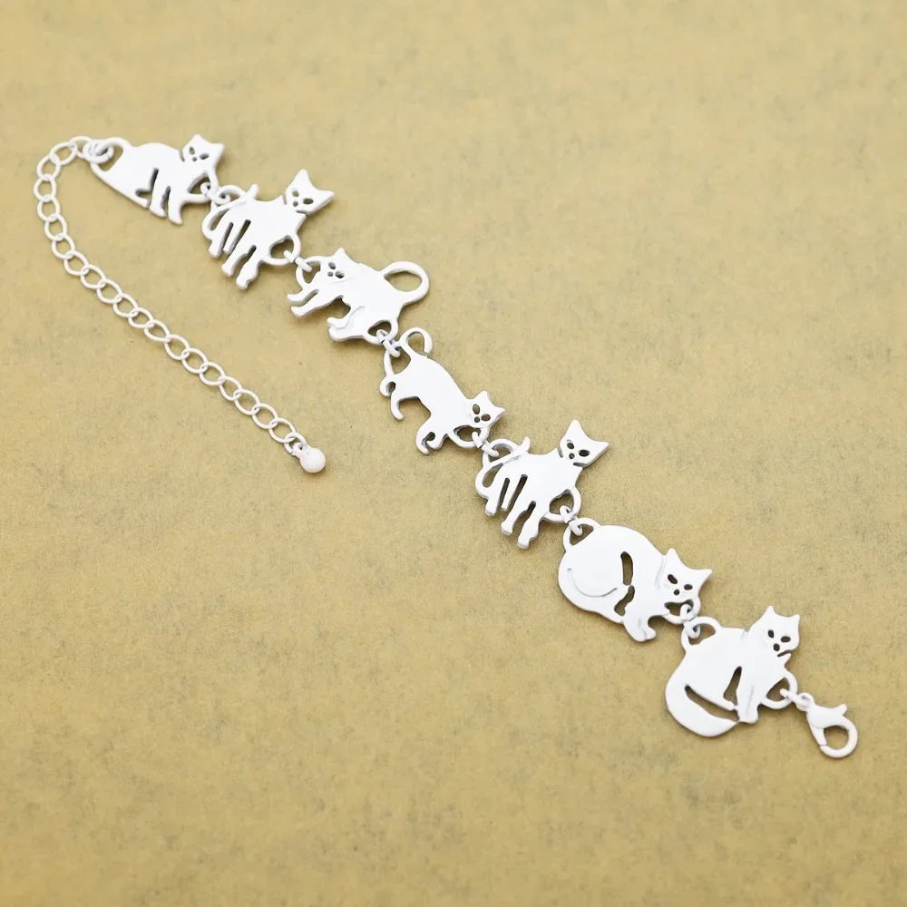 Clearance_Cat Pendant Charm Chain Link Bracelets For Women Cowgirl Cuff Bangles Fashion Jewelry Egyptian Bastet Pulseira Accesso